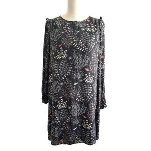 LOFT Paisley Dark Gray Long Sleeve Tunic Dress Sz S